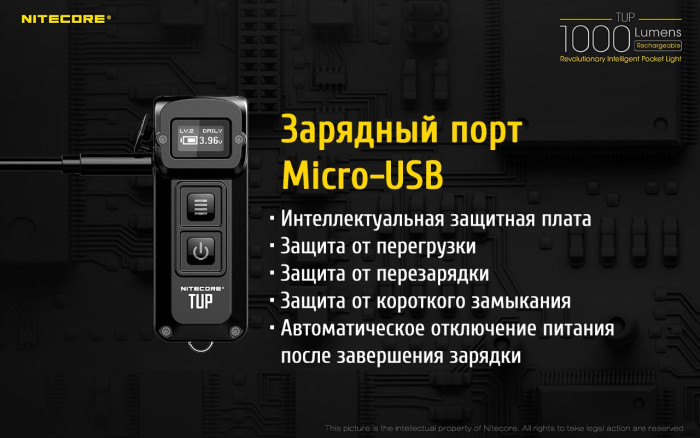 Фонарь- брелок Nitecore TUP, 1000 люмен, черный  