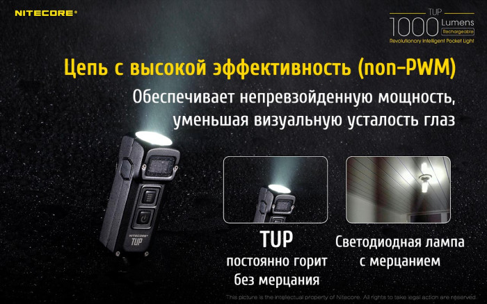 Фонарь- брелок Nitecore TUP, 1000 люмен, черный  