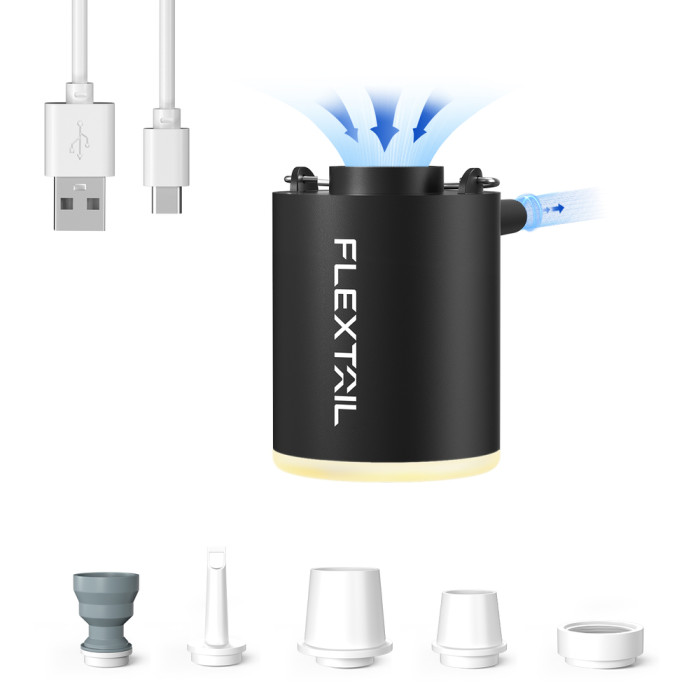 Насос-фонарь кемпинговый Flextail Tiny Pump Х, чёрный с вакуумными пакетами 2 шт (50х70)  
