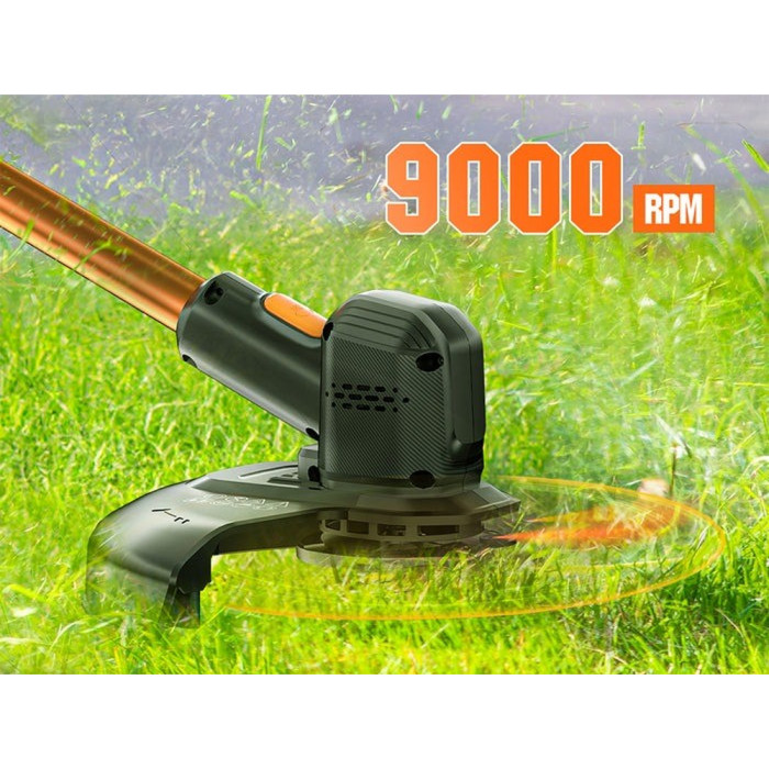 Аккумуляторная газонокосилка триммер Litheli, питание от павербанка (УМБ Litheli Power Bank 10000 mAh, 45 W, 2А в комплекте)  