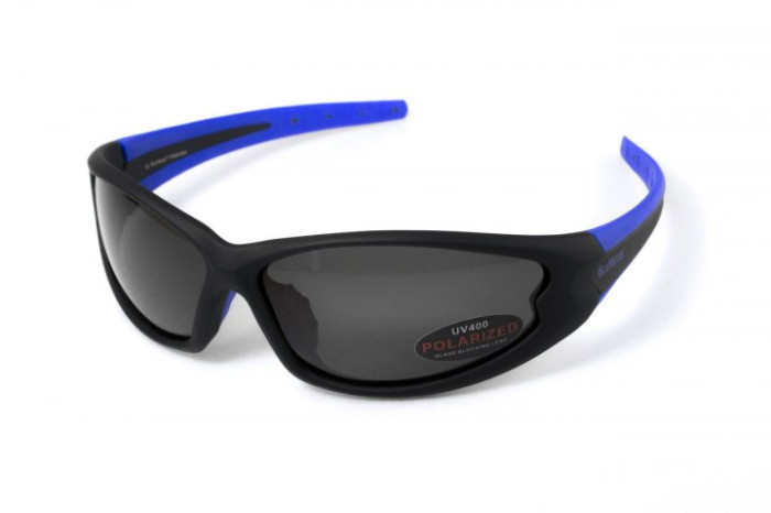 Очки поляризационные BluWater Daytona-4 Polarized (gray), серые в черно-синей оправе  
