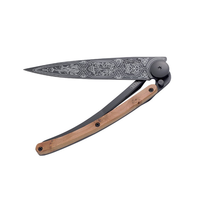 Нож Deejo Tattoo Wood Black 37 g, Juniper, "1920"  