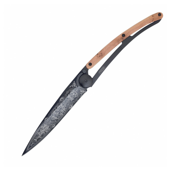 Нож Deejo Tattoo Wood Black 37 g, Juniper, "1920"  