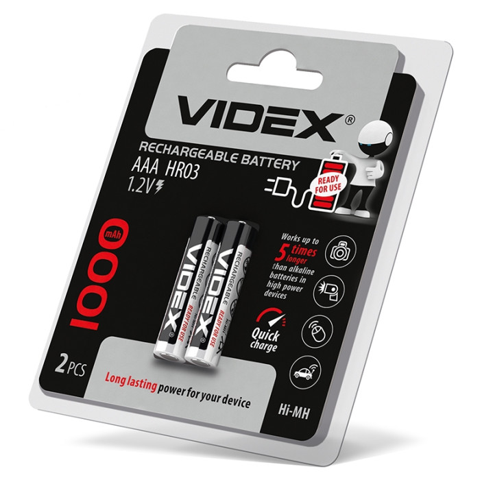 Аккумуляторы Videx HR03/AAA 1000mAh double blister/2шт  