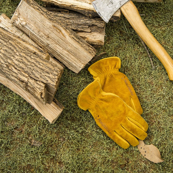 Перчатки кожаные Naturehike NH20FS041, размер М, желтые  