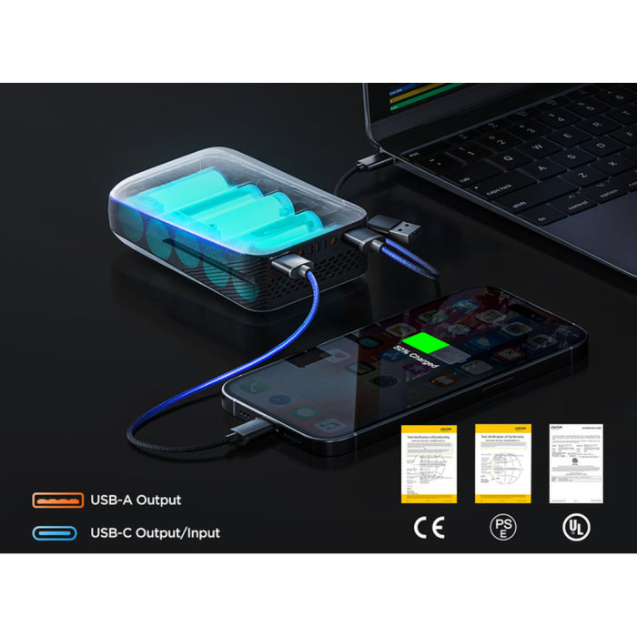 Аккумуляторная мини-пила бесщеточная, питание от павербанка (УМБ Litheli Power Bank 10000 mAh, 45 W, 2А в комплекте)  