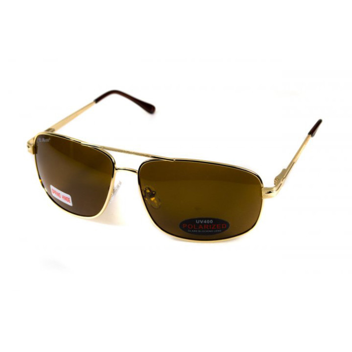 Очки поляризационные BluWater Navigator-2 Polarized (brown), коричневые в золотистой оправе  
