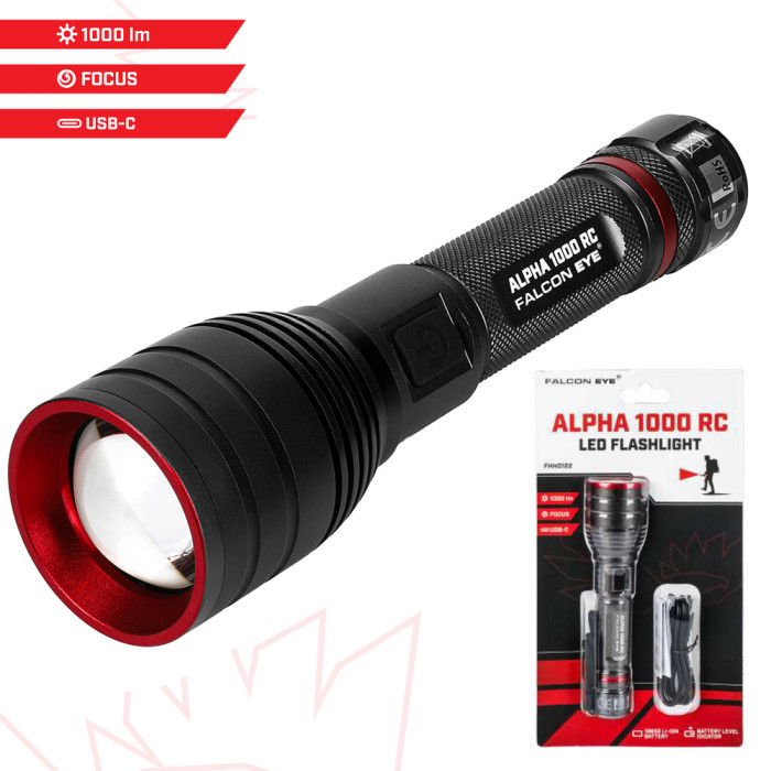 Фонарь тактический Falcon Eye Alpha 1000 RC (1000 Lm) Focus Rechargeable Type-C (FHH0122)  