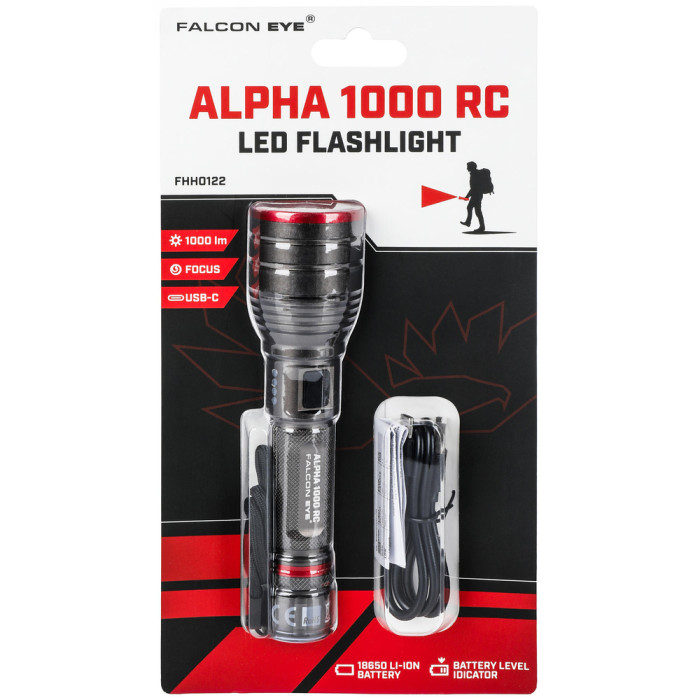 Фонарь тактический Falcon Eye Alpha 1000 RC (1000 Lm) Focus Rechargeable Type-C (FHH0122)  