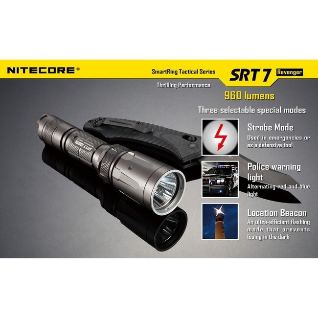 Карманный фонарь Nitecore SRT7 Revenger, 960 люмен (серый)  