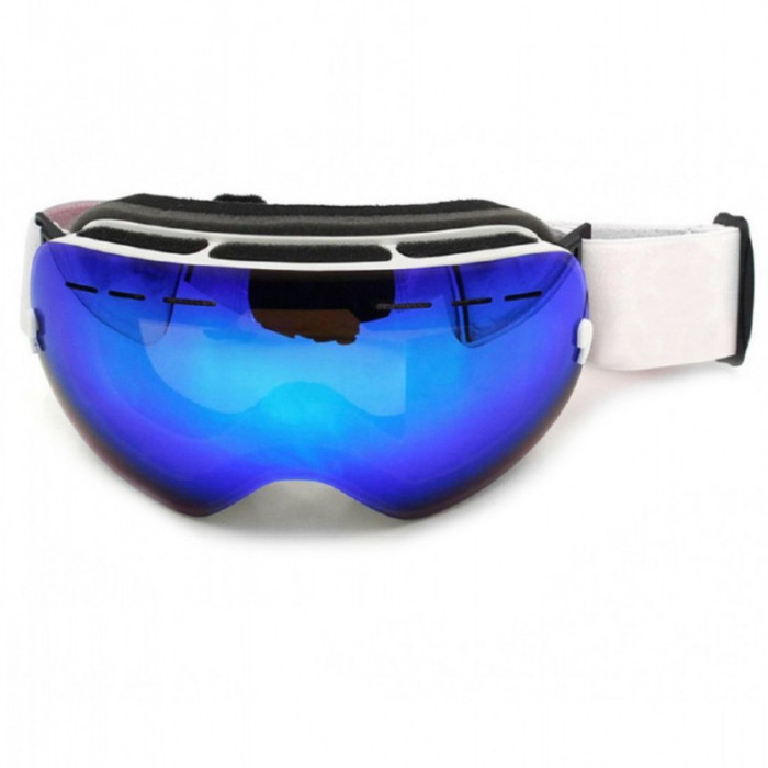 Маска для лыж и сноуборда Sposune HX003-3 Matte White-Full Revo Blue  