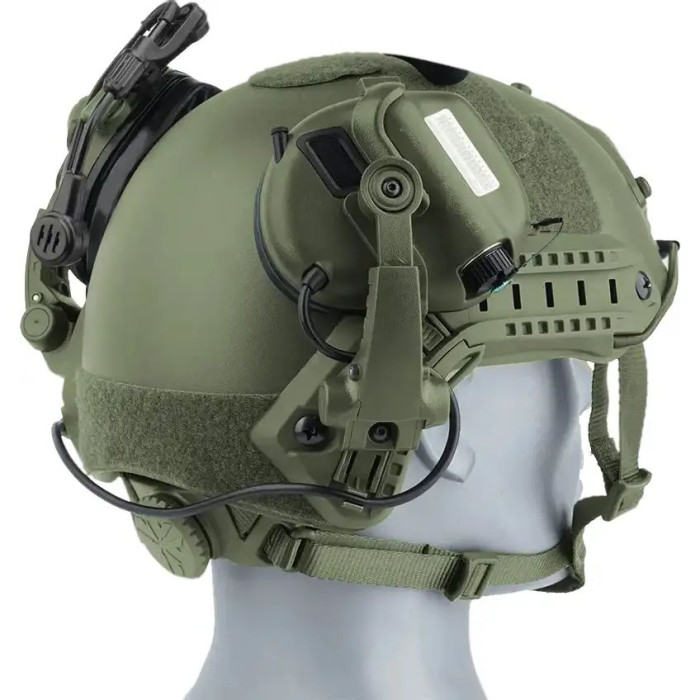 Активные наушники Earmor M32, с держателем ARC Rails на каску (Микрофон) green  