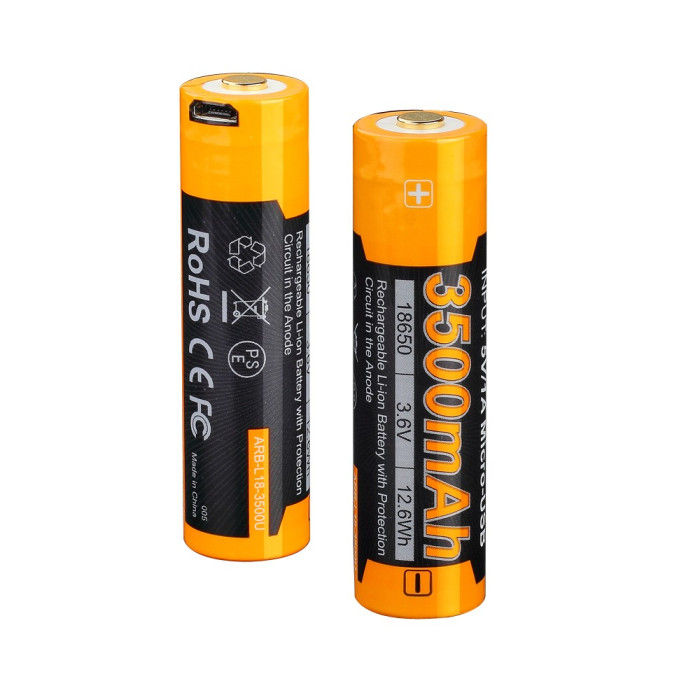 Аккумулятор 18650 Fenix (3500 mAh) micro usb зарядка  