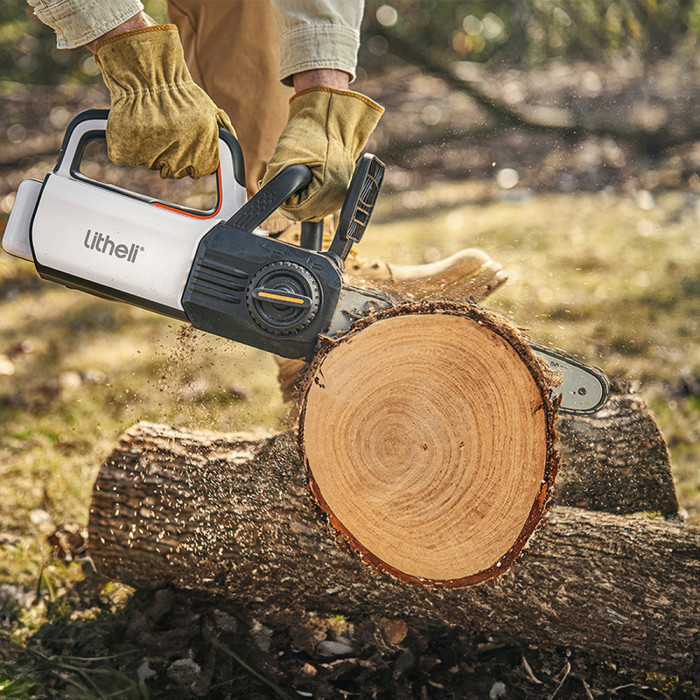 Аккумуляторная цепная пила Litheli, питание от павербанка (2 шт. УМБ Litheli Power Bank 10000 mAh, 45 W, 2А в комплекте)  