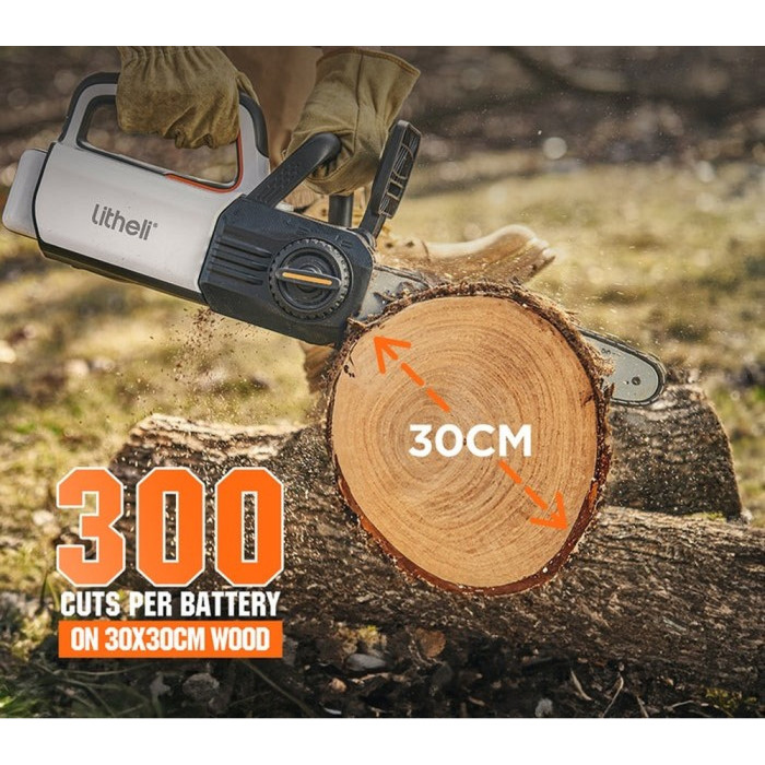 Аккумуляторная цепная пила Litheli, питание от павербанка (2 шт. УМБ Litheli Power Bank 10000 mAh, 45 W, 2А в комплекте)  