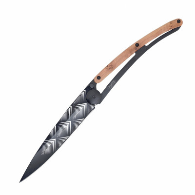 Нож Deejo Tattoo Wood Black 37 g, Juniper, &quot;Art Deco&quot;