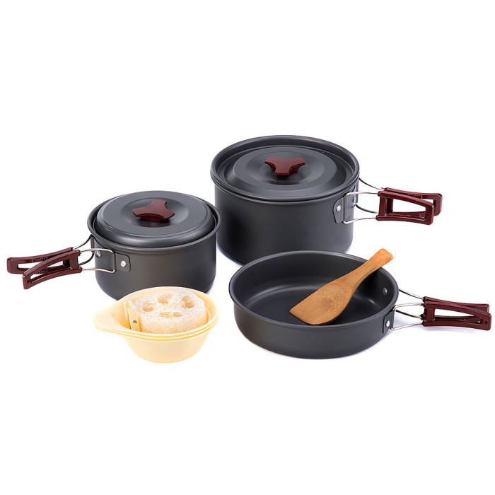 Набор посуды Naturehike 3-4 NH (2 каструли+ крышки+сковорода)  carbon (NH15T203-G)  