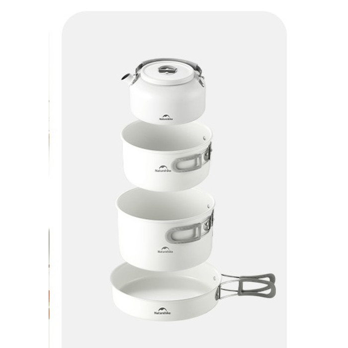 Сковородка со складной ручкой Naturehike CNK2450CF013, 17,5 см, алюминий, белая  