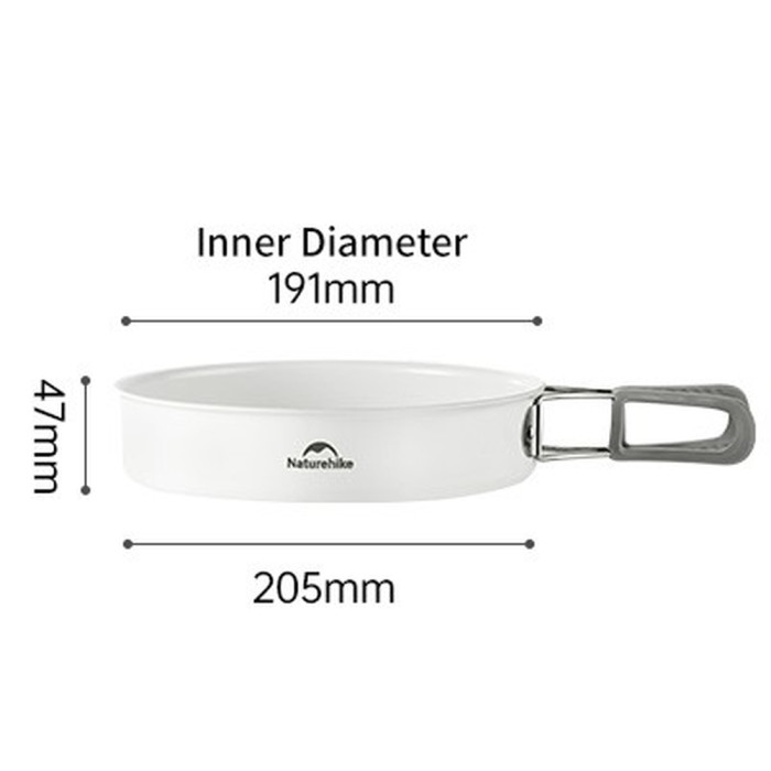 Сковородка со складной ручкой Naturehike CNK2450CF013, 17,5 см, алюминий, белая  