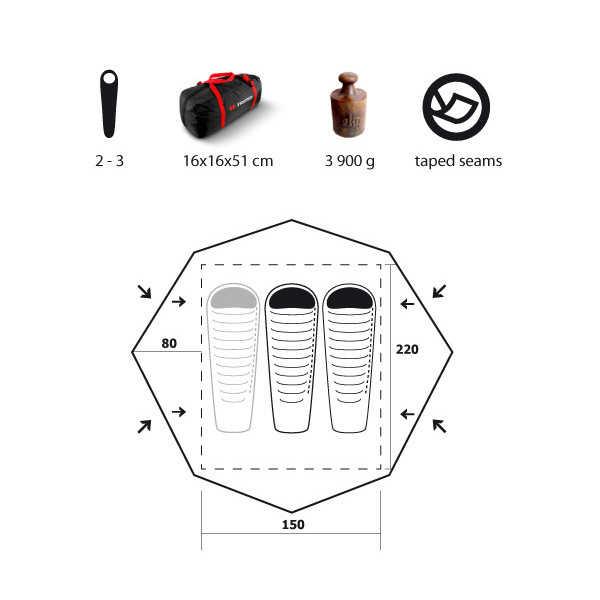 Палатка Trimm OHIO, зеленый 2+1  