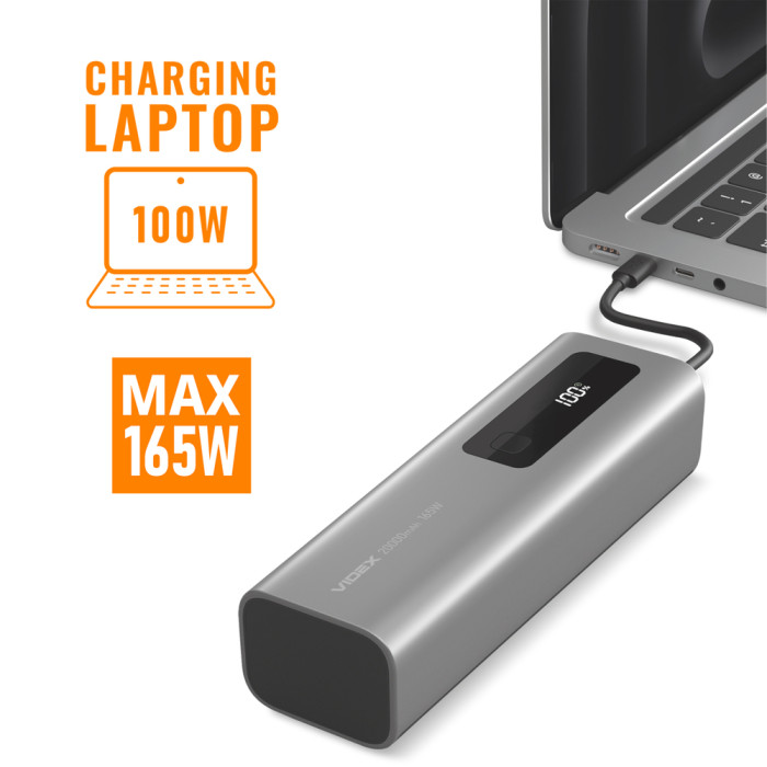 Повербанк 20000mAh VIDEX VPB-366 PD100W Grey  