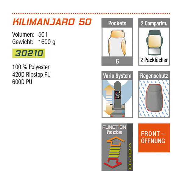 Рюкзак High Peak Kilimanjaro 50 (черный)  