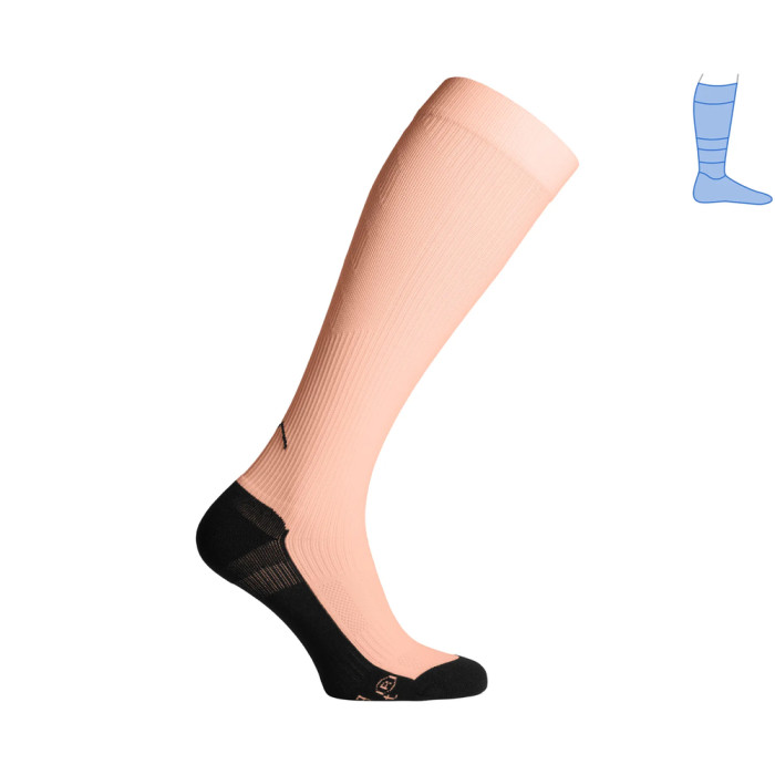 Компрессионные гольфы защитные летние Protector LongDry+ черно-персиковые S 38-41  