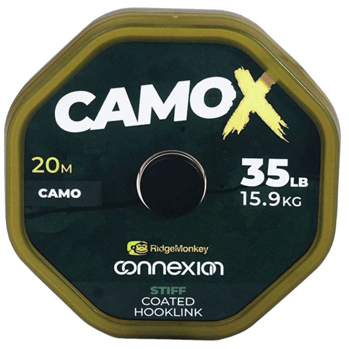 Поводковый материал RidgeMonkey Connexion CamoX Stiff Coated Hooklink 20m 35lb/15.9kg  