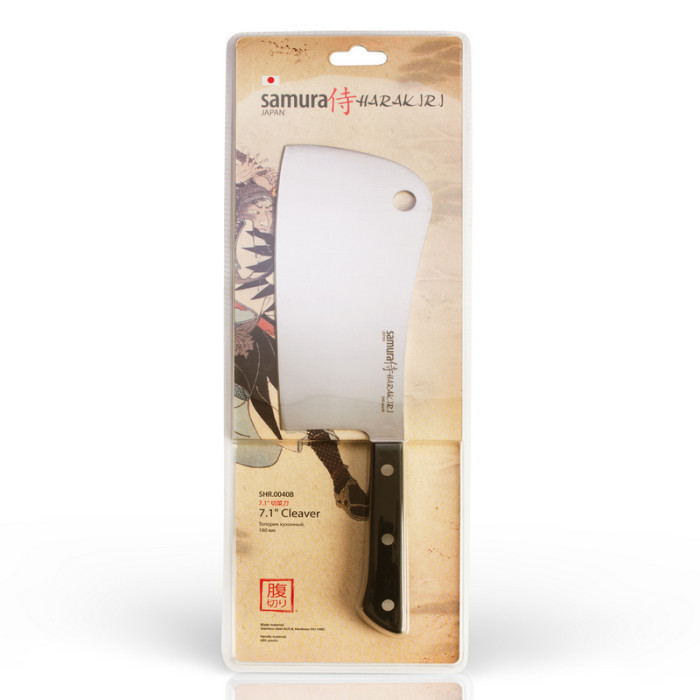 Нож-топорик кухонный Samura Harakiri для мяса, 180 мм, Black SHR-0040B  