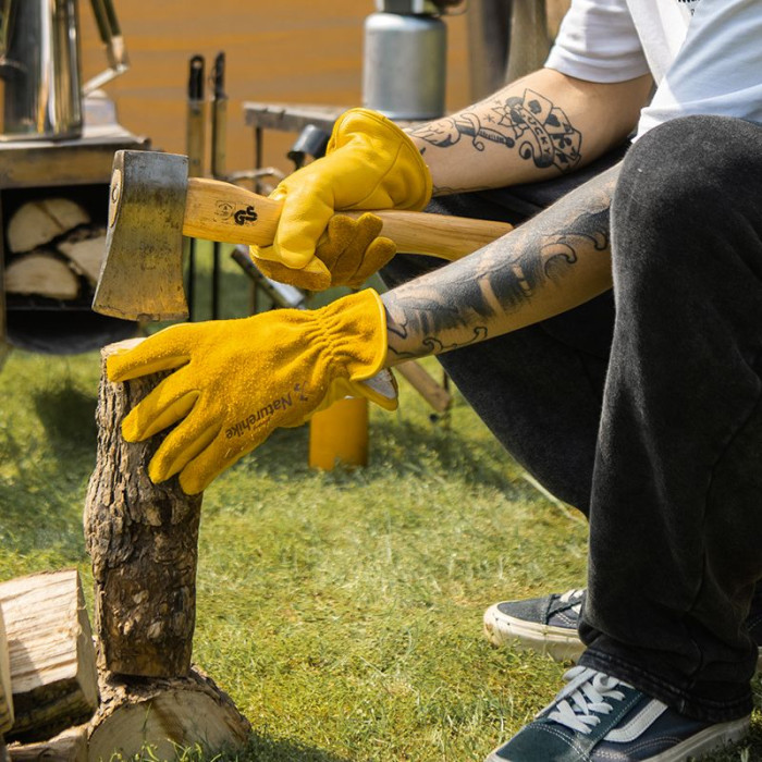 Перчатки кожаные Naturehike NH20FS041, размер XL, желтые  