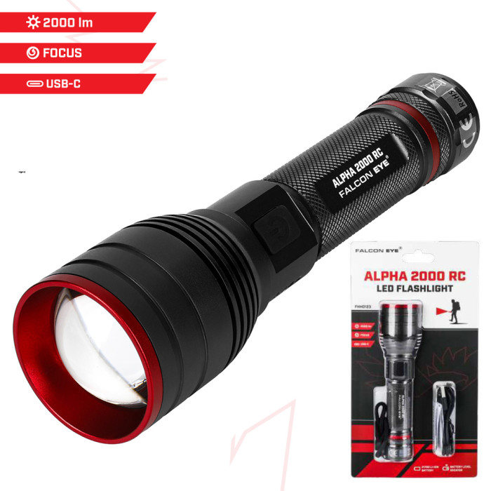 Фонарь тактический Falcon Eye Alpha 2000 RC (2000 Lm) Focus Rechargeable Type-C (FHH0123)  
