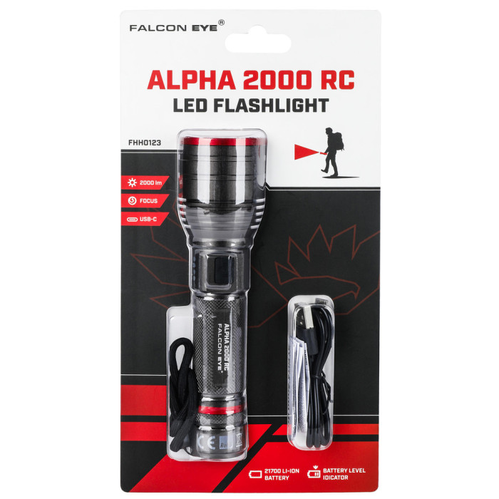 Фонарь тактический Falcon Eye Alpha 2000 RC (2000 Lm) Focus Rechargeable Type-C (FHH0123)  