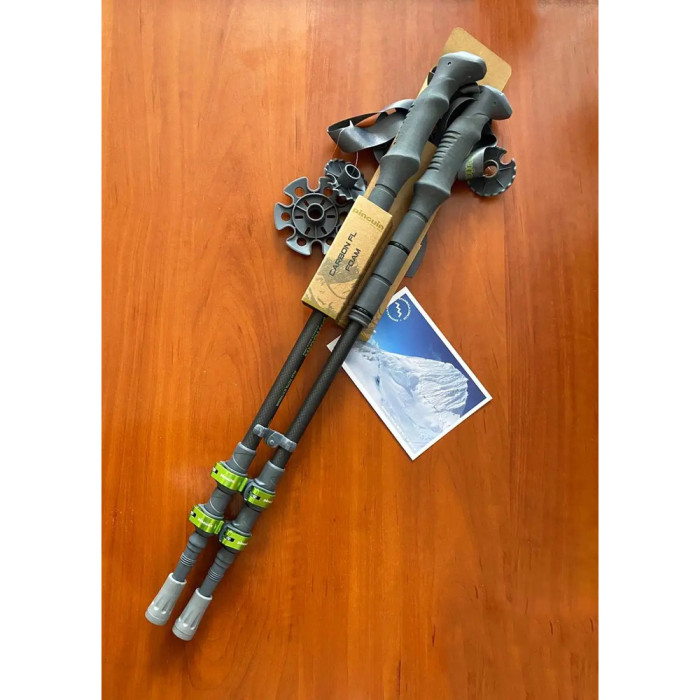 Трекинговые телескопические палки Pinguin Carbon FL Foam 2021, Carbon/Green (PNG 809145)  