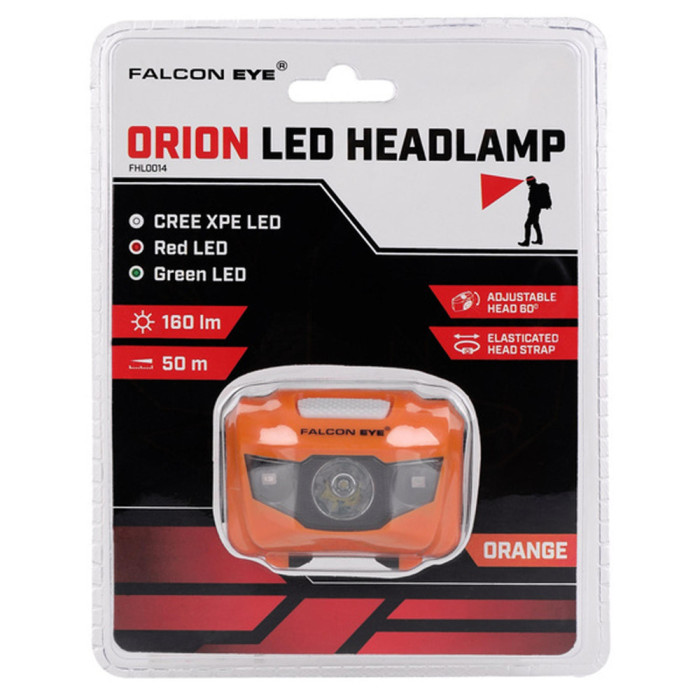 Фонарь налобный Falcon Eye Orion (160 Lm) Cool White/Red/Green LED Orange (FHL0014)  