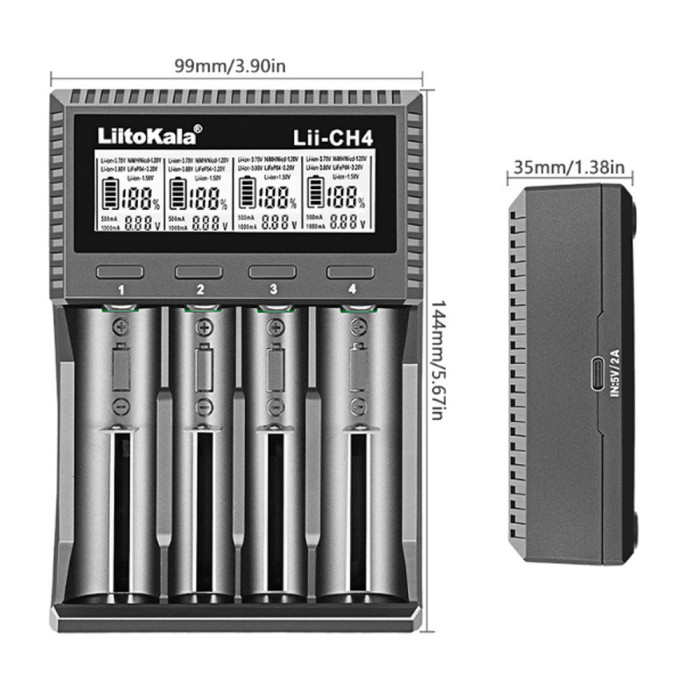 Универсальное зарядное устройство LiitoKala Lii-CH4 5V 2A на 4 канала  