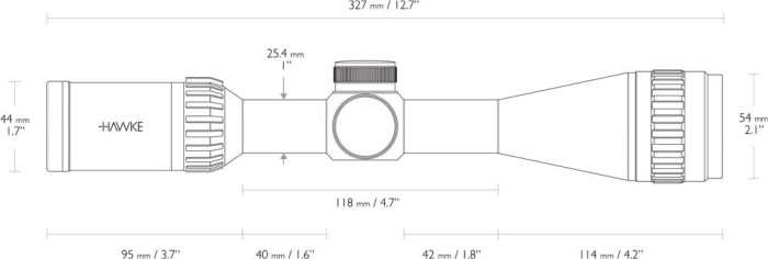 Прицел Hawke Airmax 4-12x40 AO, 1", сетка AMX  