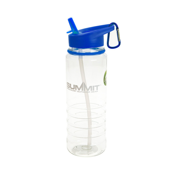 Бутылка Summit Tritan Water Bottle с соломинкой и карабином синяя 700 мл  