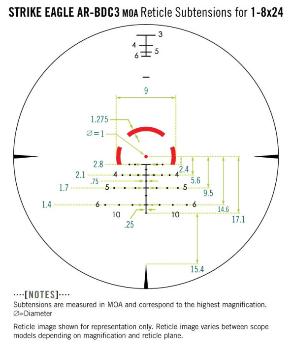 Прицел Vortex Strike Eagle 1-8x24, FFP, марка EBR-8 c подсв, труба 30мм.  