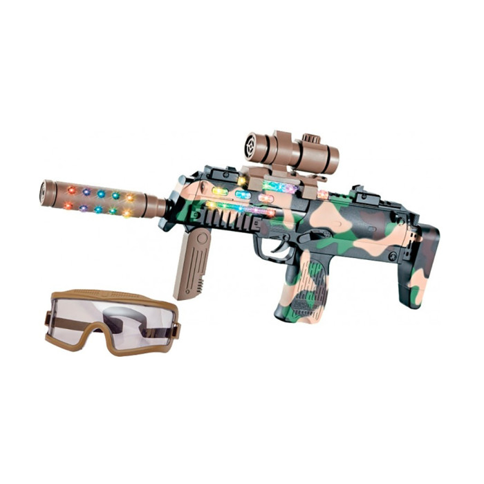 Автомат светозвуковой ZIPP Toys HK MP7 в наборе с очками камуфляж/коричневый  
