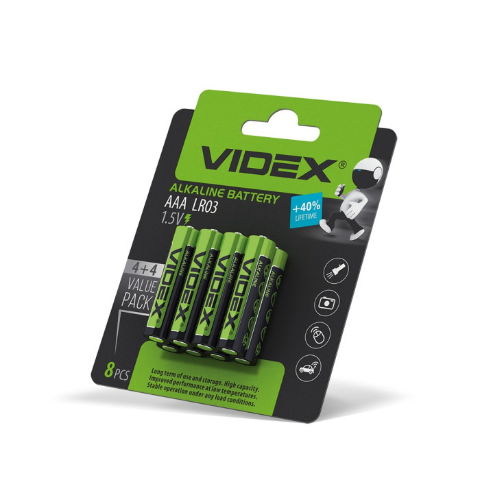 Батарейки щелочные Videx LR03/AAA 8шт упак  