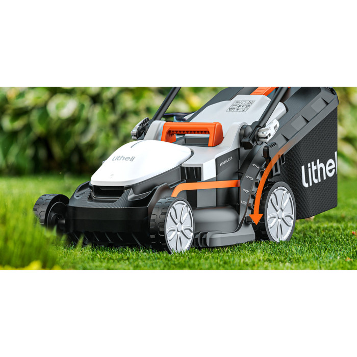 Аккумуляторная газонокосилка Litheli, питание от павербанка (УМБ Litheli Power Bank 20000mAh, 45W, 4А SE в комплекте)  