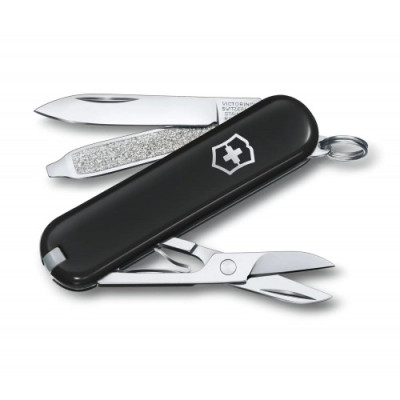 Нож-брелок Victorinox Classic SD Colors, Dark Illusion, Gift Box (0.6223.3G) 7 функций, 58 мм, чёрный