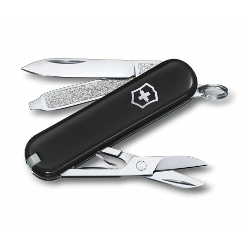Нож-брелок Victorinox Classic SD Colors, Dark Illusion, Gift Box (0.6223.3G) 7 функций, 58 мм, чёрный  