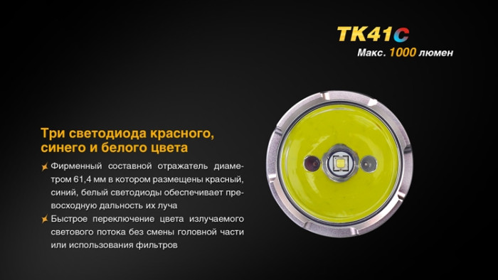 Тактический фонарь Fenix TK41C, черный, Cree XM-L2 U2  