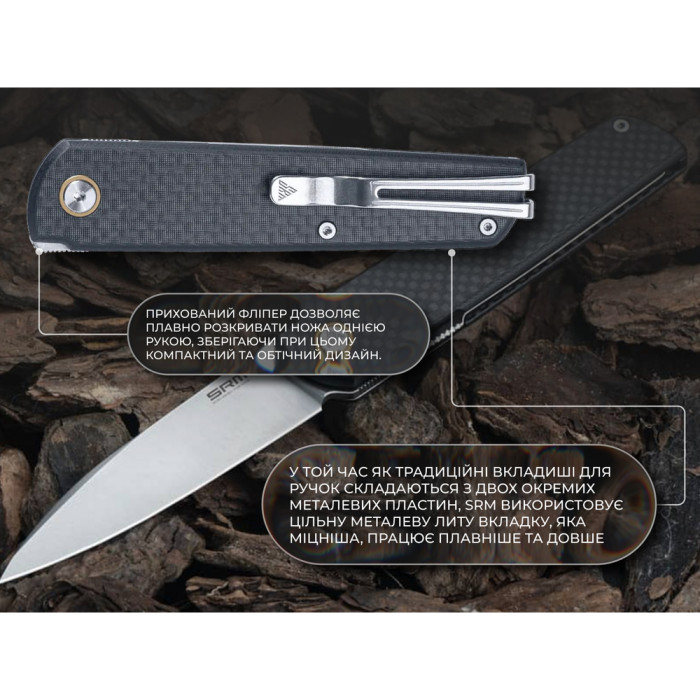 Нож складной SRM 408L-KB, черный  