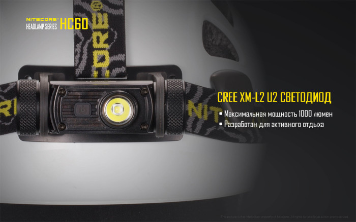 Налобный фонарь Nitecore HC60 Cree XM-L2 U2  