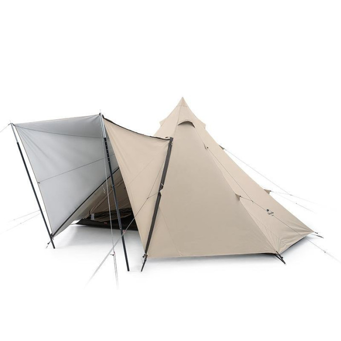 Тент-палатка для кемпинга Naturehike Ranch Pyramid NH20ZP014, 150D, 482*482*280 см, золотая (с пятью стойками)  