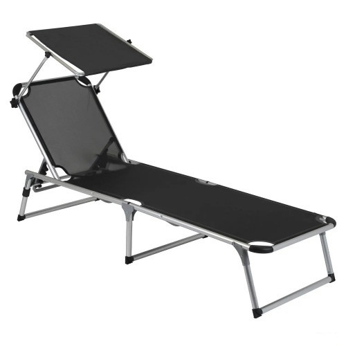 Кровать раскладная Bo-Camp Sun Lounger With Sunscreen 5 Positions Black (1304460) 