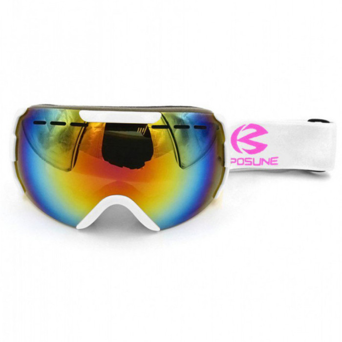 Маска для лыж и сноуборда Sposune HX008-3 Glossy White-Fake Revo Green  