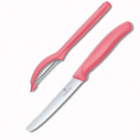 Кухонный набор Victorinox нож и овощечистка Swiss Classic, Paring Knife set with peeler, 2 pieces, светло-красный